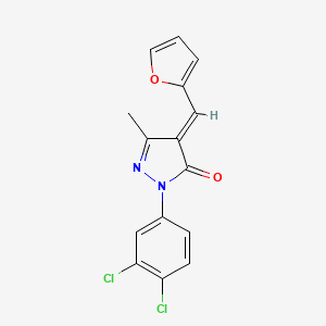 molecular formula C15H10Cl2N2O2 B3869629 2-(3,4-dichlorophenyl)-4-(2-furylmethylene)-5-methyl-2,4-dihydro-3H-pyrazol-3-one 