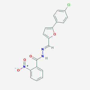 molecular formula C18H12ClN3O4 B386963 N'-{[5-(4-chlorophenyl)-2-furyl]methylene}-2-nitrobenzohydrazide 