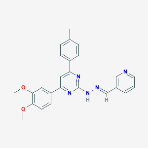 molecular formula C25H23N5O2 B3869669 nicotinaldehyde [4-(3,4-dimethoxyphenyl)-6-(4-methylphenyl)-2-pyrimidinyl]hydrazone 