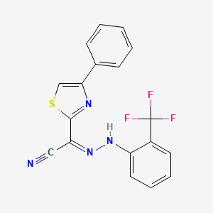 molecular formula C18H11F3N4S B3869692 (4-phenyl-1,3-thiazol-2-yl){[2-(trifluoromethyl)phenyl]hydrazono}acetonitrile 