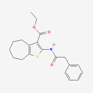 molecular formula C20H23NO3S B3869700 ethyl 2-[(phenylacetyl)amino]-5,6,7,8-tetrahydro-4H-cyclohepta[b]thiophene-3-carboxylate 