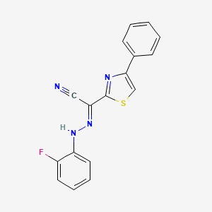 molecular formula C17H11FN4S B3869705 [(2-fluorophenyl)hydrazono](4-phenyl-1,3-thiazol-2-yl)acetonitrile 