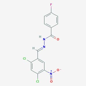 molecular formula C14H8Cl2FN3O3 B386974 N'-[(E)-(2,4-dichloro-5-nitrophenyl)methylidene]-4-fluorobenzohydrazide 