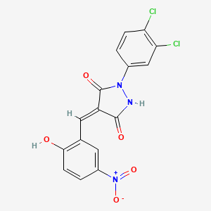 molecular formula C16H9Cl2N3O5 B3869760 1-(3,4-dichlorophenyl)-4-(2-hydroxy-5-nitrobenzylidene)-3,5-pyrazolidinedione 