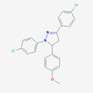 molecular formula C22H18Cl2N2O B386979 1,3-bis(4-chlorophenyl)-5-(4-methoxyphenyl)-4,5-dihydro-1H-pyrazole 