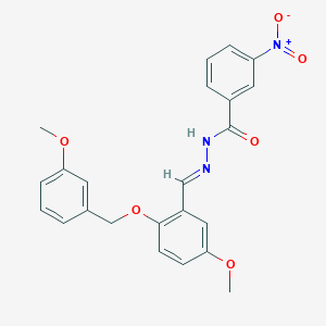molecular formula C23H21N3O6 B386981 3-nitro-N'-{5-methoxy-2-[(3-methoxybenzyl)oxy]benzylidene}benzohydrazide 
