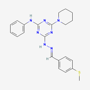 molecular formula C22H25N7S B3869854 4-(methylthio)benzaldehyde [4-anilino-6-(1-piperidinyl)-1,3,5-triazin-2-yl]hydrazone 