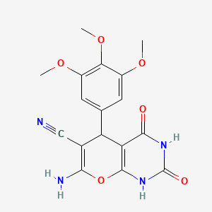 molecular formula C17H16N4O6 B3869880 7-amino-2,4-dioxo-5-(3,4,5-trimethoxyphenyl)-1,3,4,5-tetrahydro-2H-pyrano[2,3-d]pyrimidine-6-carbonitrile 