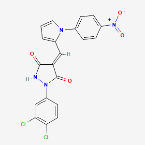 molecular formula C20H12Cl2N4O4 B3869887 1-(3,4-dichlorophenyl)-4-{[1-(4-nitrophenyl)-1H-pyrrol-2-yl]methylene}-3,5-pyrazolidinedione 