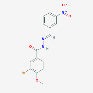 molecular formula C15H12BrN3O4 B386992 3-bromo-N'-{3-nitrobenzylidene}-4-methoxybenzohydrazide 