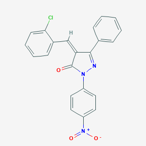 molecular formula C22H14ClN3O3 B386997 4-(2-chlorobenzylidene)-2-{4-nitrophenyl}-5-phenyl-2,4-dihydro-3H-pyrazol-3-one 