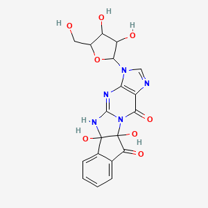 molecular formula C19H17N5O8 B3869980 3-[3,4-dihydroxy-5-(hydroxymethyl)tetrahydro-2-furanyl]-5a,10a-dihydroxy-3,5,5a,10a-tetrahydroindeno[1',2':4,5]imidazo[1,2-a]purine-10,12-dione 