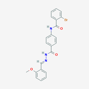 molecular formula C22H18BrN3O3 B387000 2-bromo-N-(4-{[2-(2-methoxybenzylidene)hydrazino]carbonyl}phenyl)benzamide 