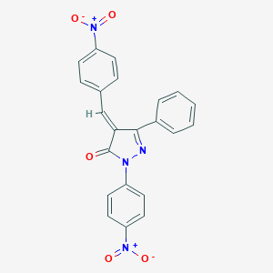 molecular formula C22H14N4O5 B387001 4-{4-nitrobenzylidene}-2-{4-nitrophenyl}-5-phenyl-2,4-dihydro-3H-pyrazol-3-one 
