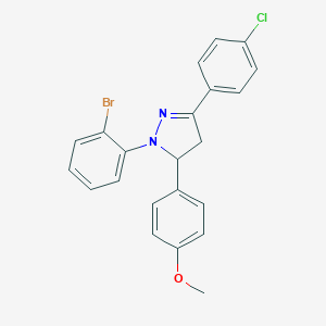 molecular formula C22H18BrClN2O B387004 4-[1-(2-bromophenyl)-3-(4-chlorophenyl)-4,5-dihydro-1H-pyrazol-5-yl]phenyl methyl ether 