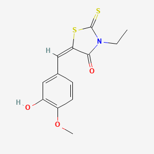 molecular formula C13H13NO3S2 B3870073 3-ethyl-5-(3-hydroxy-4-methoxybenzylidene)-2-thioxo-1,3-thiazolidin-4-one 