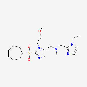 molecular formula C21H35N5O3S B3870084 1-[2-(cycloheptylsulfonyl)-1-(2-methoxyethyl)-1H-imidazol-5-yl]-N-[(1-ethyl-1H-imidazol-2-yl)methyl]-N-methylmethanamine 
