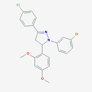 molecular formula C23H20BrClN2O2 B387010 1-(3-bromophenyl)-3-(4-chlorophenyl)-5-(2,4-dimethoxyphenyl)-4,5-dihydro-1H-pyrazole 