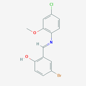 molecular formula C14H11BrClNO2 B387015 4-Bromo-2-{[(4-chloro-2-methoxyphenyl)imino]methyl}phenol 