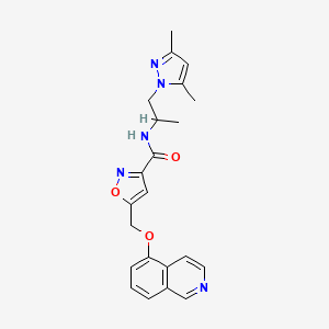 molecular formula C22H23N5O3 B3870172 N-[2-(3,5-dimethyl-1H-pyrazol-1-yl)-1-methylethyl]-5-[(5-isoquinolinyloxy)methyl]-3-isoxazolecarboxamide 