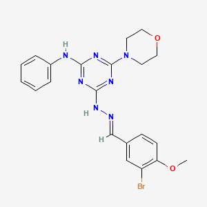 molecular formula C21H22BrN7O2 B3870180 3-bromo-4-methoxybenzaldehyde [4-anilino-6-(4-morpholinyl)-1,3,5-triazin-2-yl]hydrazone 