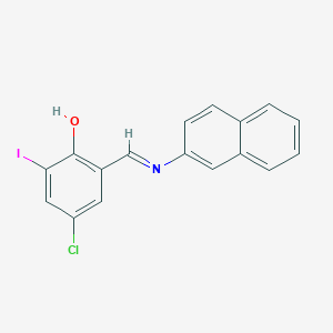 molecular formula C17H11ClINO B387020 4-Chloro-2-iodo-6-[(2-naphthylimino)methyl]phenol 
