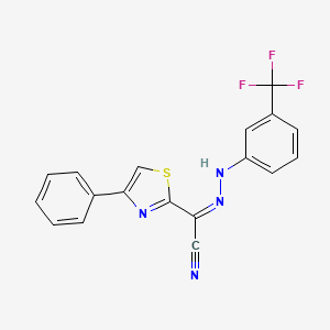 molecular formula C18H11F3N4S B3870218 (4-phenyl-1,3-thiazol-2-yl){[3-(trifluoromethyl)phenyl]hydrazono}acetonitrile 