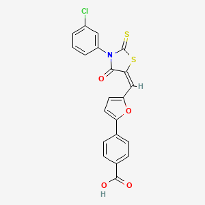 molecular formula C21H12ClNO4S2 B3870244 4-(5-{[3-(3-chlorophenyl)-4-oxo-2-thioxo-1,3-thiazolidin-5-ylidene]methyl}-2-furyl)benzoic acid 