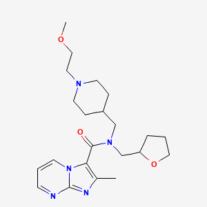 molecular formula C22H33N5O3 B3870271 N-{[1-(2-methoxyethyl)-4-piperidinyl]methyl}-2-methyl-N-(tetrahydro-2-furanylmethyl)imidazo[1,2-a]pyrimidine-3-carboxamide 