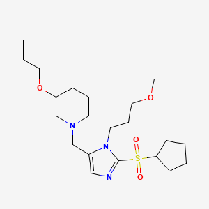 molecular formula C21H37N3O4S B3870352 1-{[2-(cyclopentylsulfonyl)-1-(3-methoxypropyl)-1H-imidazol-5-yl]methyl}-3-propoxypiperidine 