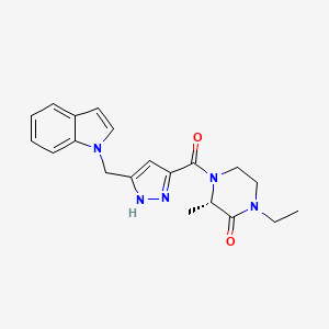 molecular formula C20H23N5O2 B3870359 (3S)-1-ethyl-4-{[5-(1H-indol-1-ylmethyl)-1H-pyrazol-3-yl]carbonyl}-3-methyl-2-piperazinone 