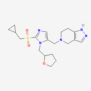 molecular formula C19H27N5O3S B3870381 5-{[2-[(cyclopropylmethyl)sulfonyl]-1-(tetrahydro-2-furanylmethyl)-1H-imidazol-5-yl]methyl}-4,5,6,7-tetrahydro-1H-pyrazolo[4,3-c]pyridine 