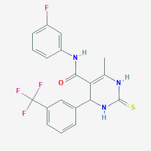 molecular formula C19H15F4N3OS B3870386 N-(3-fluorophenyl)-6-methyl-2-thioxo-4-[3-(trifluoromethyl)phenyl]-1,2,3,4-tetrahydro-5-pyrimidinecarboxamide 