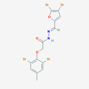 molecular formula C14H10Br4N2O3 B387039 N'-[(4,5-dibromo-2-furyl)methylene]-2-(2,6-dibromo-4-methylphenoxy)acetohydrazide 