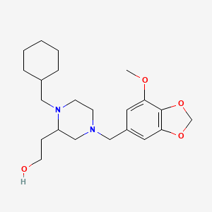 molecular formula C22H34N2O4 B3870428 2-{1-(cyclohexylmethyl)-4-[(7-methoxy-1,3-benzodioxol-5-yl)methyl]-2-piperazinyl}ethanol 