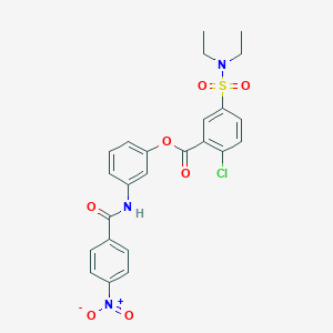 molecular formula C24H22ClN3O7S B387043 3-({4-Nitrobenzoyl}amino)phenyl 2-chloro-5-[(diethylamino)sulfonyl]benzoate 
