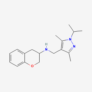 molecular formula C18H25N3O B3870457 3,4-dihydro-2H-chromen-3-yl[(1-isopropyl-3,5-dimethyl-1H-pyrazol-4-yl)methyl]amine 