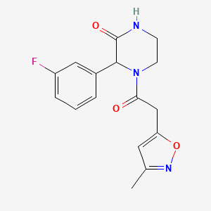 molecular formula C16H16FN3O3 B3870476 3-(3-fluorophenyl)-4-[(3-methyl-5-isoxazolyl)acetyl]-2-piperazinone 