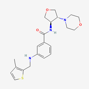 molecular formula C21H27N3O3S B3870482 3-{[(3-methyl-2-thienyl)methyl]amino}-N-[(3R*,4R*)-4-morpholin-4-yltetrahydrofuran-3-yl]benzamide 