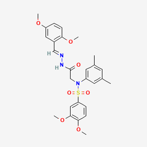 molecular formula C27H31N3O7S B3870512 N-{2-[2-(2,5-dimethoxybenzylidene)hydrazino]-2-oxoethyl}-N-(3,5-dimethylphenyl)-3,4-dimethoxybenzenesulfonamide 