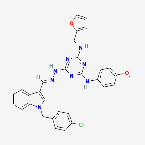 1-(4-chlorobenzyl)-1H-indole-3-carbaldehyde {4-[(2-furylmethyl)amino]-6-[(4-methoxyphenyl)amino]-1,3,5-triazin-2-yl}hydrazone