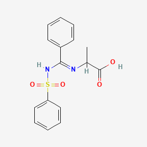 molecular formula C16H16N2O4S B3870542 N-{phenyl[(phenylsulfonyl)imino]methyl}alanine 