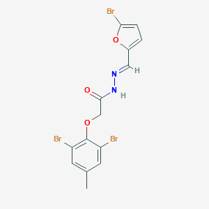 molecular formula C14H11Br3N2O3 B387059 N'-[(5-bromo-2-furyl)methylene]-2-(2,6-dibromo-4-methylphenoxy)acetohydrazide 