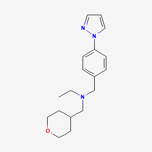 molecular formula C18H25N3O B3870598 N-[4-(1H-pyrazol-1-yl)benzyl]-N-(tetrahydro-2H-pyran-4-ylmethyl)ethanamine 