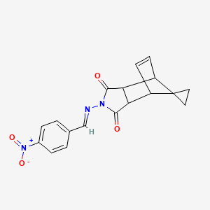 molecular formula C18H15N3O4 B3870604 4'-[(4-nitrobenzylidene)amino]-4'-azaspiro[cyclopropane-1,10'-tricyclo[5.2.1.0~2,6~]decane]-8'-ene-3',5'-dione 