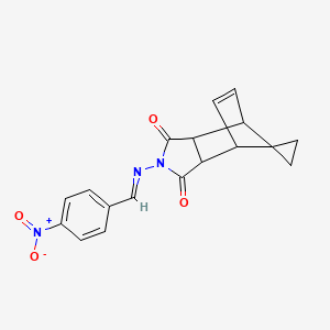 molecular formula C18H15N3O4 B3870604 2-{[(1E)-(4-NITROPHENYL)METHYLENE]AMINO}-3A,4,7,7A-TETRAHYDRO-1H-SPIRO[2-AZA-4,7-METHANOISOINDOLE-8,1'-CYCLOPROPANE]-1,3(2H)-DIONE 