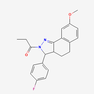 molecular formula C21H21FN2O2 B3870635 3-(4-fluorophenyl)-8-methoxy-2-propionyl-3,3a,4,5-tetrahydro-2H-benzo[g]indazole 