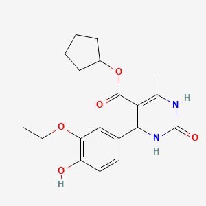 molecular formula C19H24N2O5 B3870700 cyclopentyl 4-(3-ethoxy-4-hydroxyphenyl)-6-methyl-2-oxo-1,2,3,4-tetrahydro-5-pyrimidinecarboxylate 
