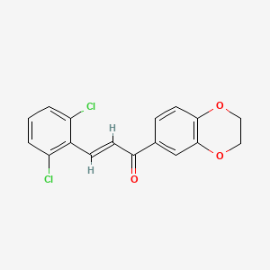 molecular formula C17H12Cl2O3 B3870712 (E)-3-(2,6-dichlorophenyl)-1-(2,3-dihydro-1,4-benzodioxin-6-yl)prop-2-en-1-one 