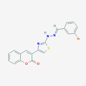 molecular formula C19H12BrN3O2S B387073 3-bromobenzaldehyde [4-(2-oxo-2H-chromen-3-yl)-1,3-thiazol-2-yl]hydrazone 